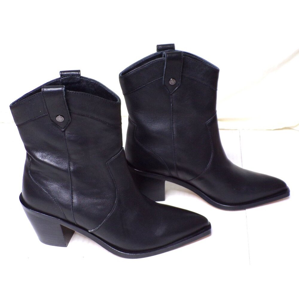 ๐7 FOR ALL MANKIND FREE PEOPLE Western Cowboy Bootie Ankle Boot 6 Black - Picture 6 of 16